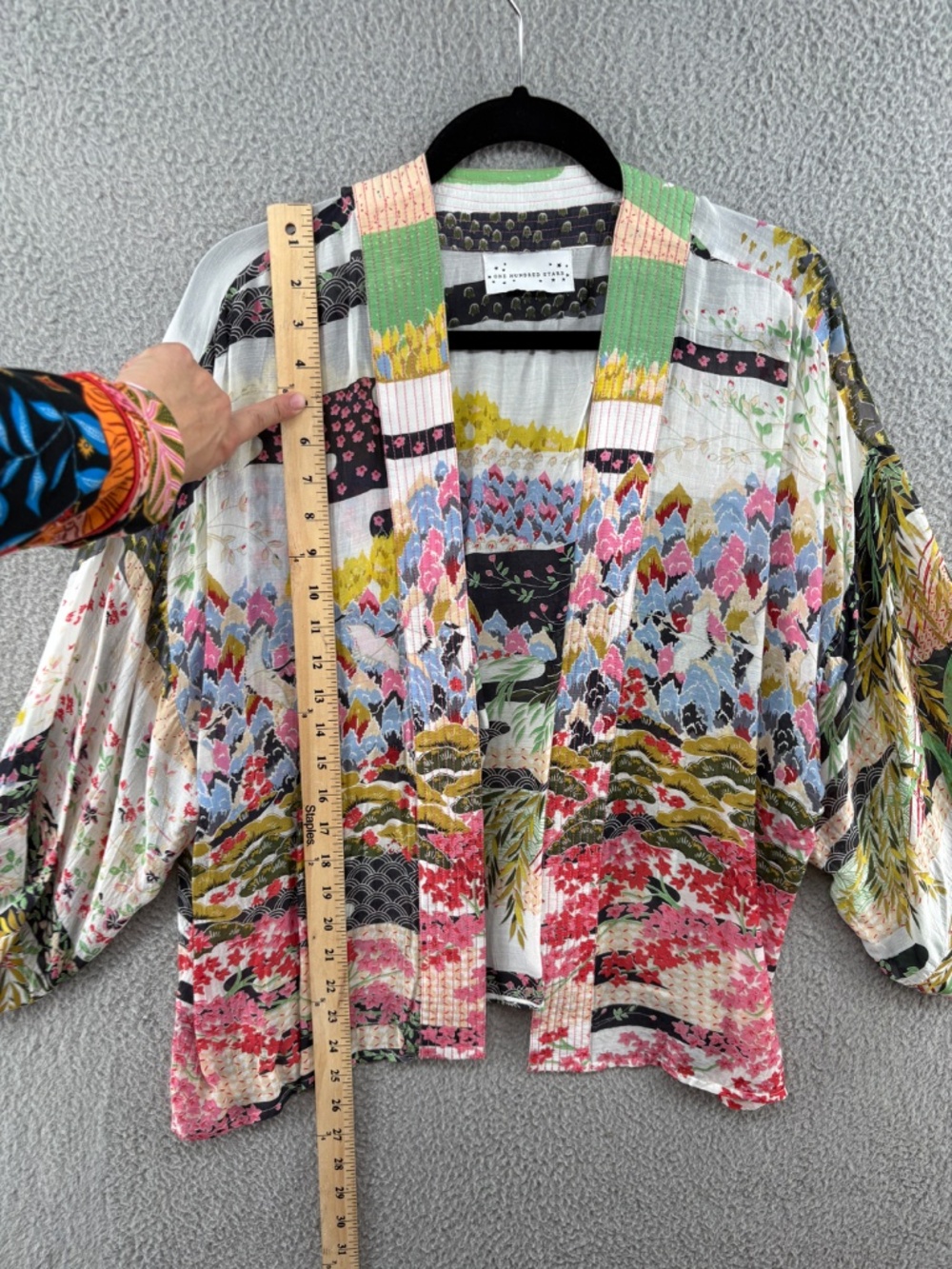 One Hundred Stars Kimono Palazzo Pants 2 Piece Set Boho Floral S/M Art to Wear - Picture 5 of 16